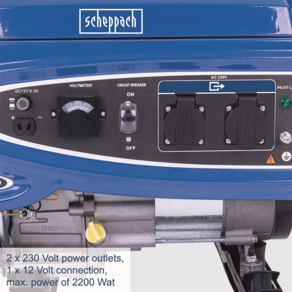 Scheppach SG 2700 vázszerkezetes áramfejlesztő, 2200 W, AVR szabályozással - Image 4