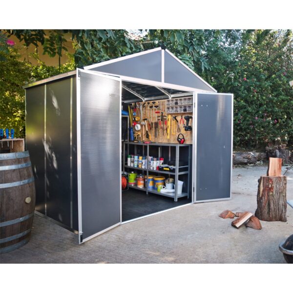 Palram - Canopia Rubicon 8' x 8' antracit heavy duty tágas kerti tároló - Image 8