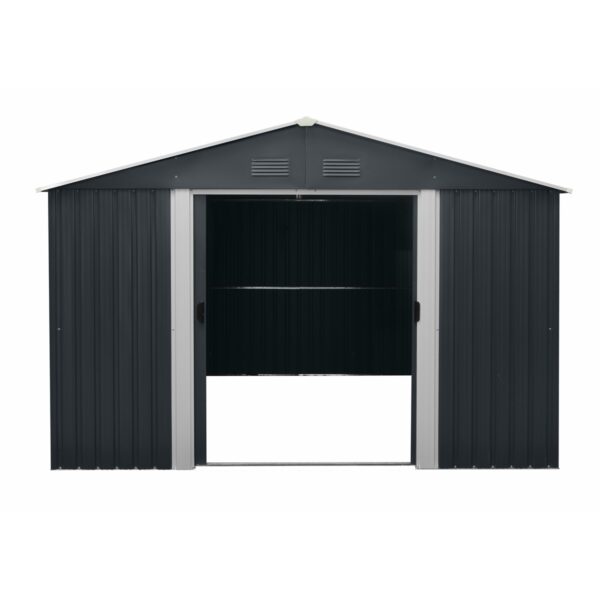 Riwall PRO RMSA 12x10 Anthracite fém kerti tároló 3 x 3,7 m nyeregtetővel (antracit) - Image 3
