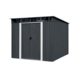 Riwall PRO RMSP 9x8 antracit LUX fém kerti tároló 2,4 x 2,8 m lapostetővel (antracit) - Image 8