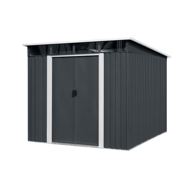 Riwall PRO RMSP 9x8 antracit LUX fém kerti tároló 2,4 x 2,8 m lapostetővel (antracit) - Image 8