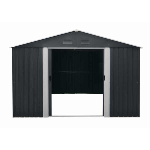 Riwall PRO RMSA 12x10 Anthracite fém kerti tároló 3 x 3,7 m nyeregtetővel (antracit) - Image 3
