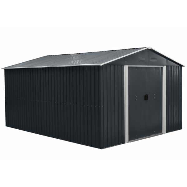 Riwall PRO RMSA 12x10 Anthracite fém kerti tároló 3 x 3,7 m nyeregtetővel (antracit) - Image 4